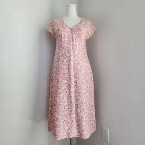 Y2K Isabella Bird White & Pink Floral V Neck Silk Midi Dress M